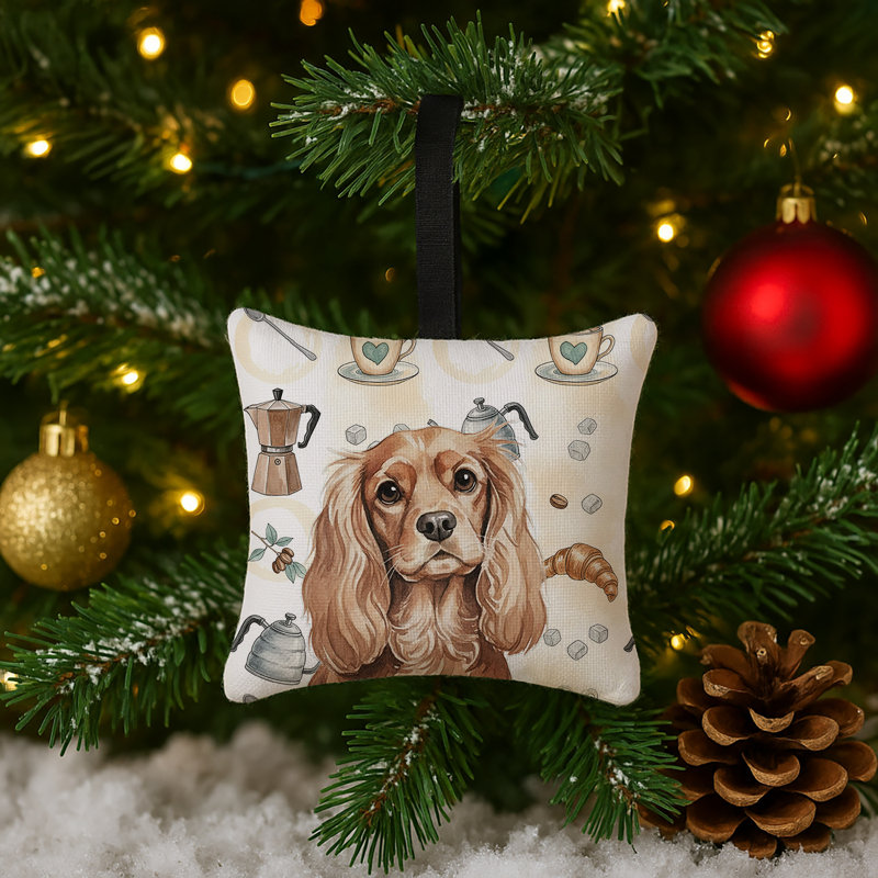 Ornement carré en tissu Ruby Cavalier Spaniel, Cavalier Spaniel Ruby