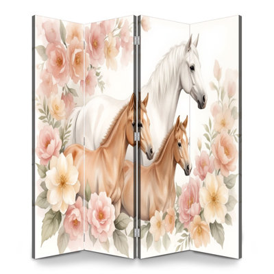 Paravent 4 panneaux à cloison pliable Royal Gentle Horses