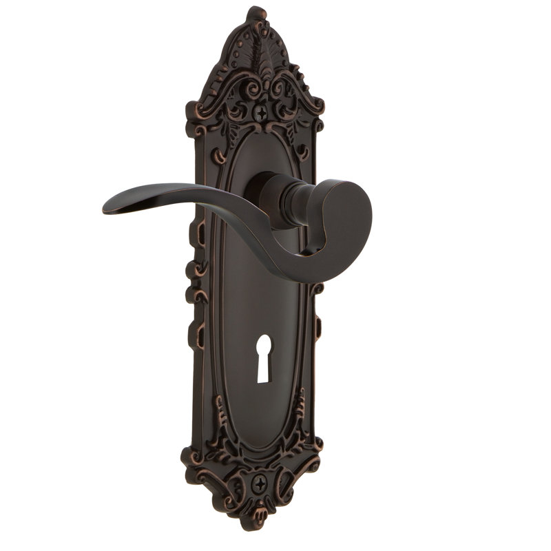 Victorian Plate Passage (Hall & Closet) with Decorative Keyhole and Manor Lever, Unlacquered Brass, 2.75"
