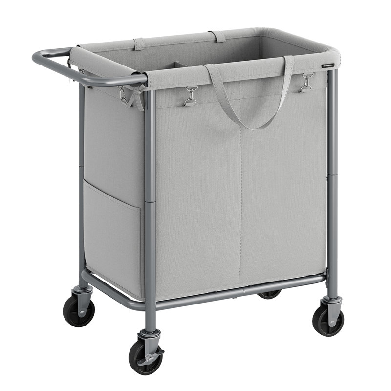 Rolling Laundry Hamper with Handles, Dove Grey