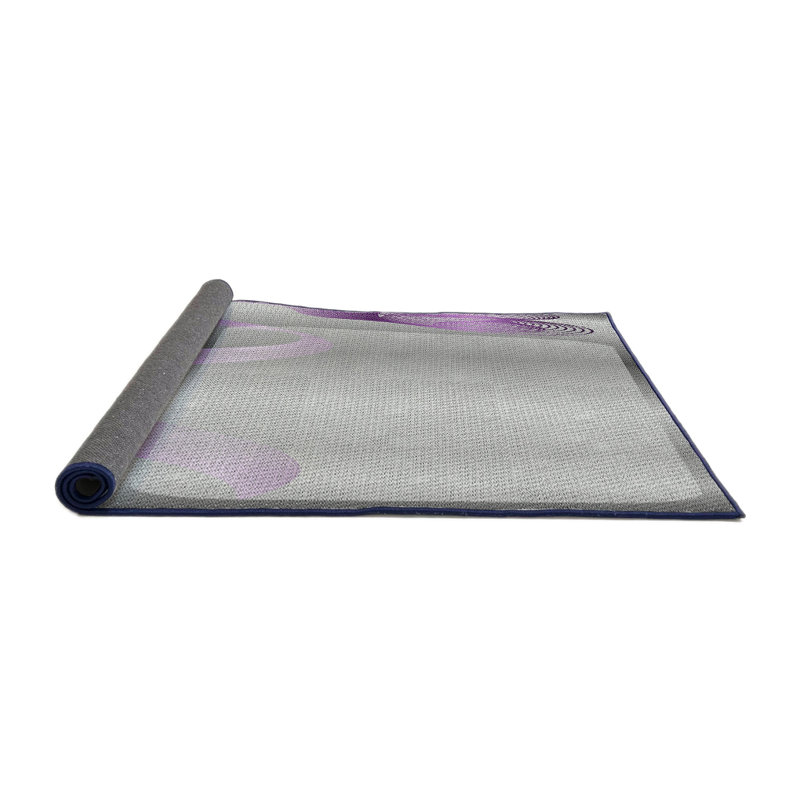 Tapis gris/noir/mauve à motifs, Rond 7 pi