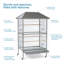 Cage de vol en acier avec roulettes, support, perchoir, plateau-1209184595-1209184594