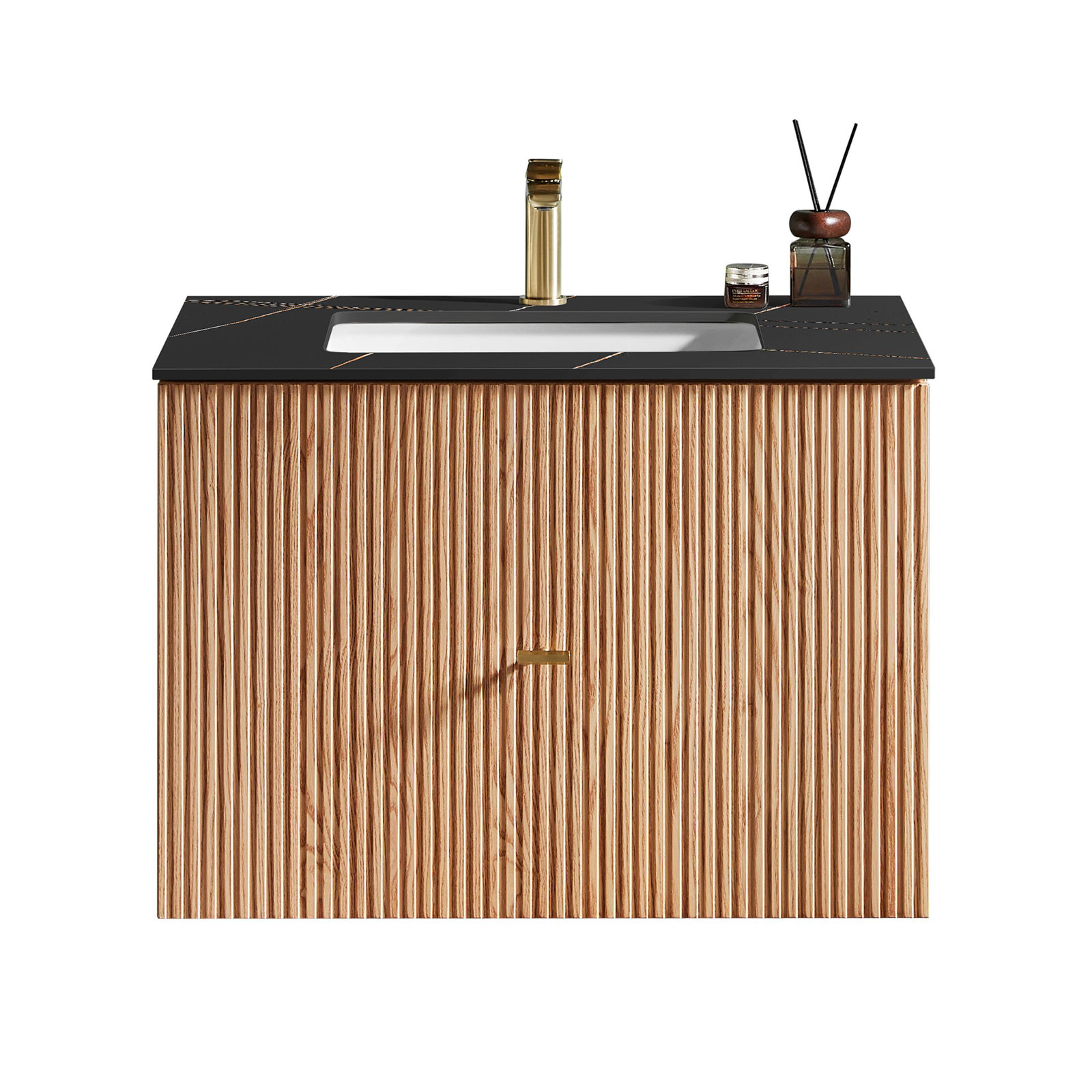 Jamell With Countertop, Black, Natural Oak