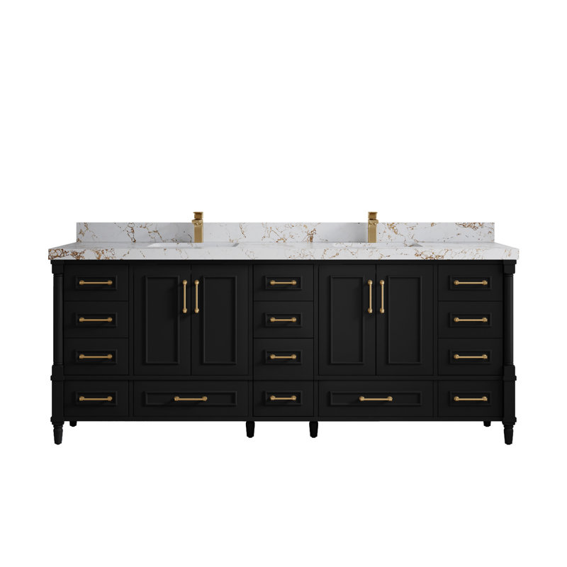 Aberdeen Bathroom Vanity, 2 IN Viola Gold, Carrara Marble