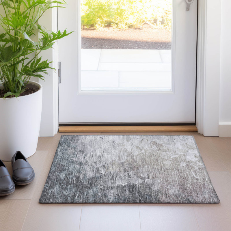 Machine Washable Indoor/Outdoor Cinead ACN1674 Taupe Rug, Rectangle 1'8" x 2'6"