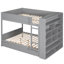 Lit superposé gris avec rangement intelligent - 2 tiroirs et armoire multicouche pour une chambre d'amis pleine grandeur-580817867-580817866