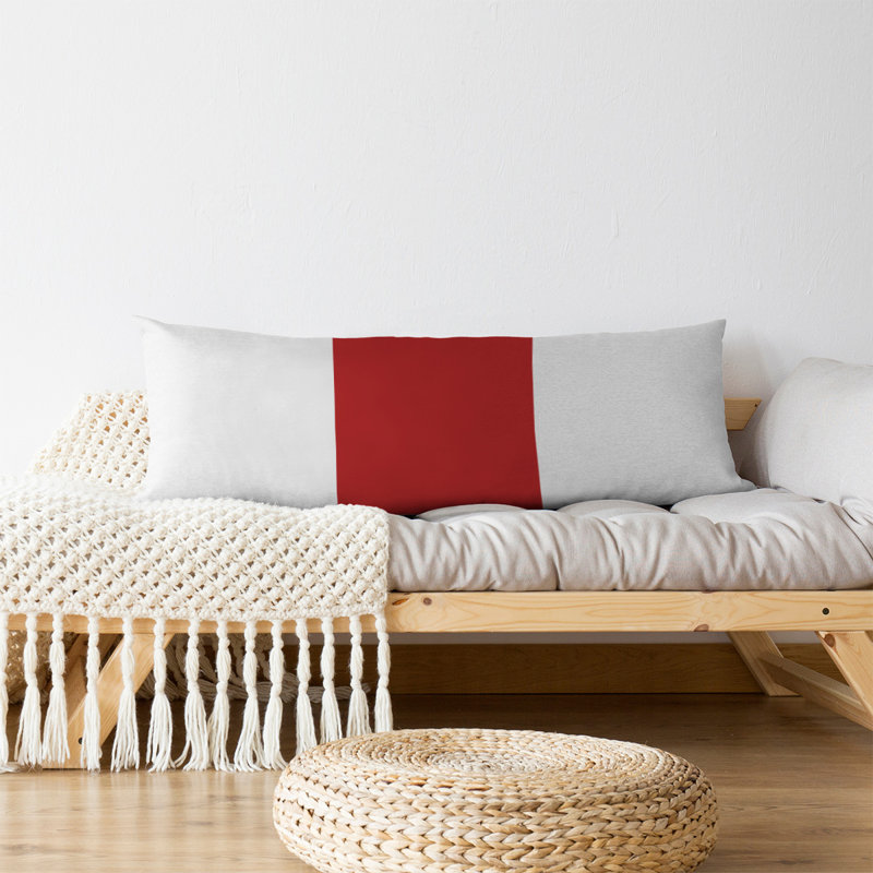 Oreiller pour le corps en polyester 20 po x 54 po Adel, Blanc / rouge moyen