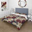 Ensemble de housse de couette à motif de coquelicots riches beige et rouge-2020140452