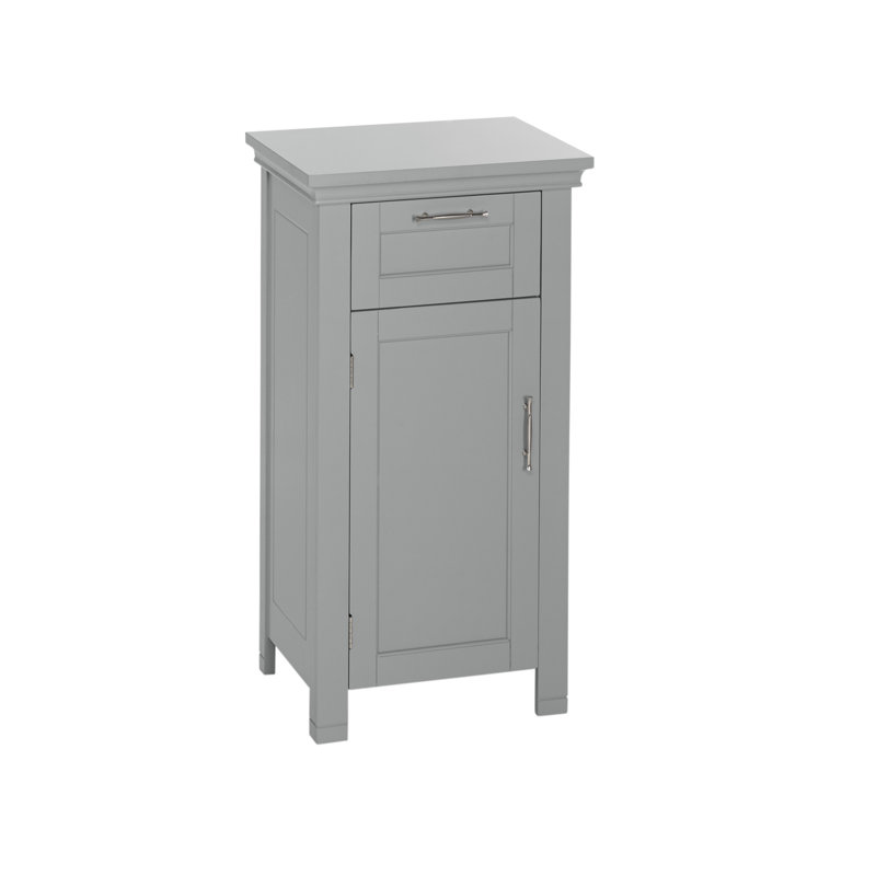RiverRidge Somerset Single Door Bathroom and Laundry Storage Cabinet with Drawer and Adjustable Shelf, Gray