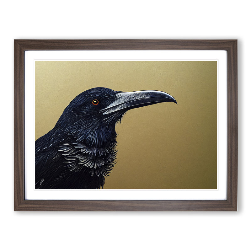 Exceptional Raven Bird 1 Piece Single Picture Frame Wall Art, 46cm H x 64cm W x 2cm D, Walnut