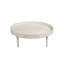 Table basse 33 po, bois de manguier massif, rebord arrondi rainuré fabriqué à la main, blanc vieilli