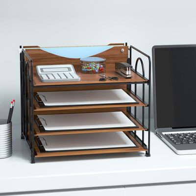 Rangement de bureau en bois à 4 niveaux, plateaux de format lettre et A4