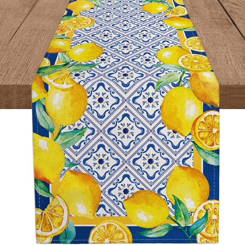 Chemin de table Capri Capri bleu citron Italie