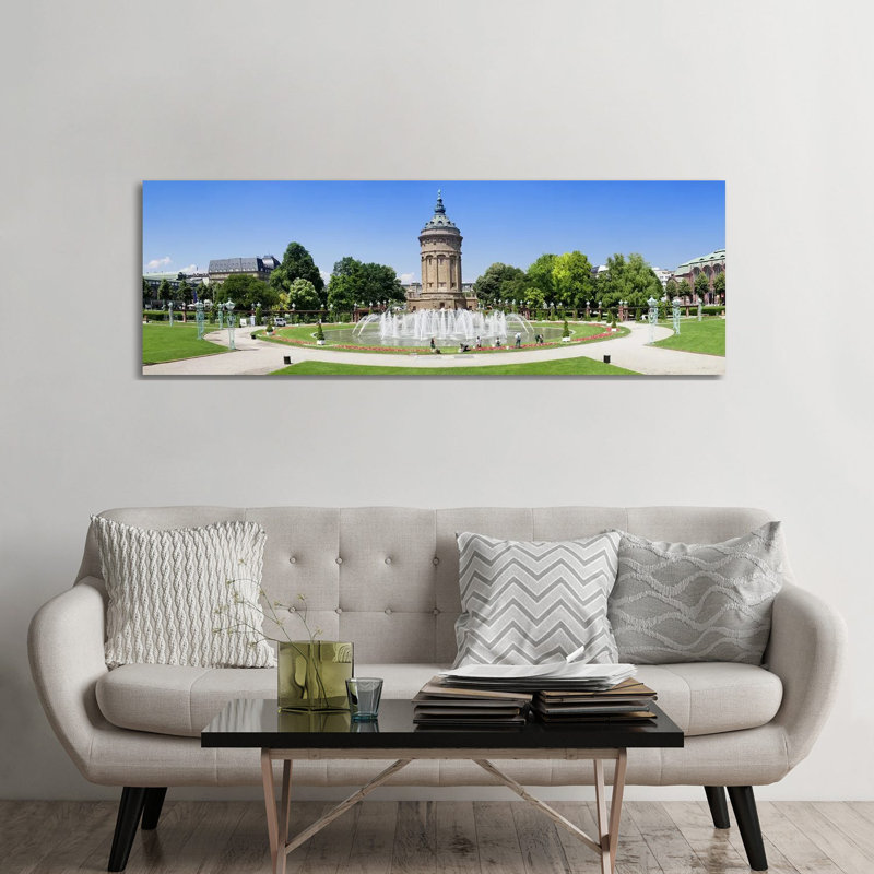 Water Tower in a Park, Wasserturm, Mannheim, Baden-Wurttemberg, Germany 1 Piece Wrapped Canvas Panoramic Wall Art