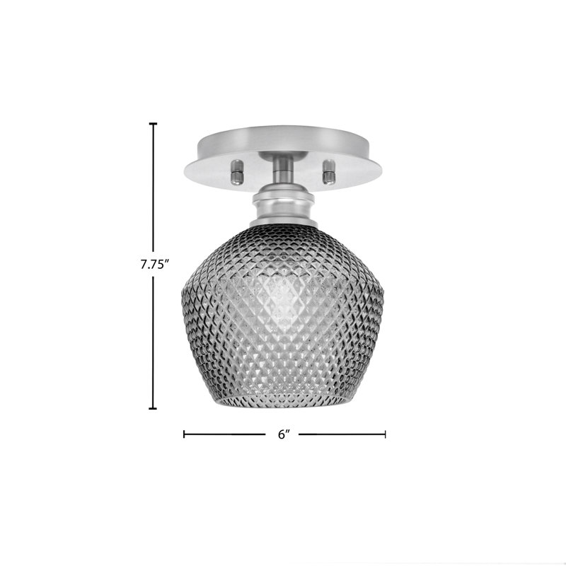 Verre texturé semi-encastré 1 lumière Edge, Nickel brossé