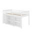 Lit mezzanine simple avec armoire à tiroirs, armoire à tablettes et bureau-228178689