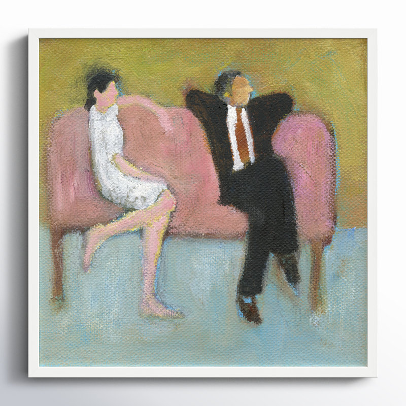 The Pink Couch Painting by Simon Schneiderman, 16" H x 16" W x 1.25" D, White