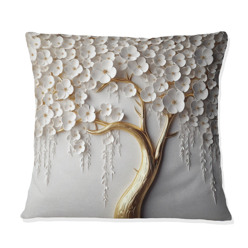 Orchidée blanche Garden Of Branches Ii I - Coussin imprimé floral, H 16 po x l 16 po, Carré
