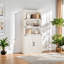 Farmhouse Bookcases With Doors, Wooden Tall Bookshelf And Bookcase
