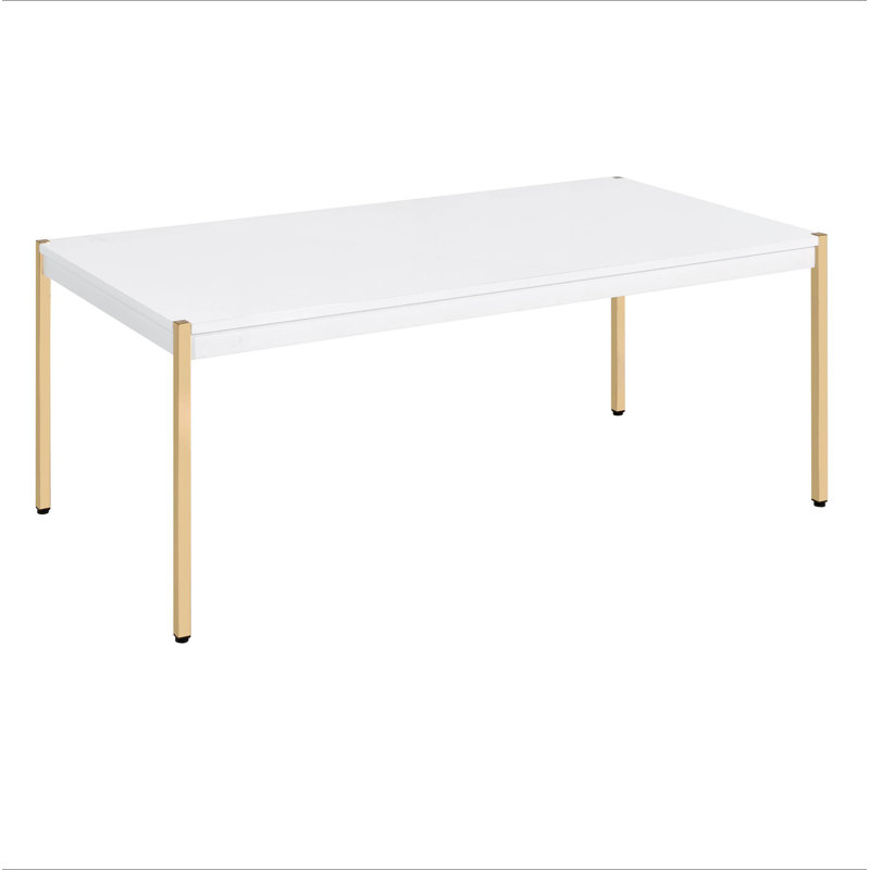 Table basse rectangulaire blanche et dorée