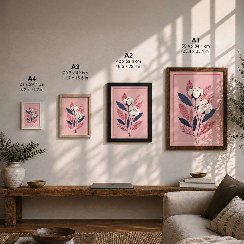 Elegant Blooms Botanical - Framed Print, A2 - 59.4 x 42.0 cm, Black