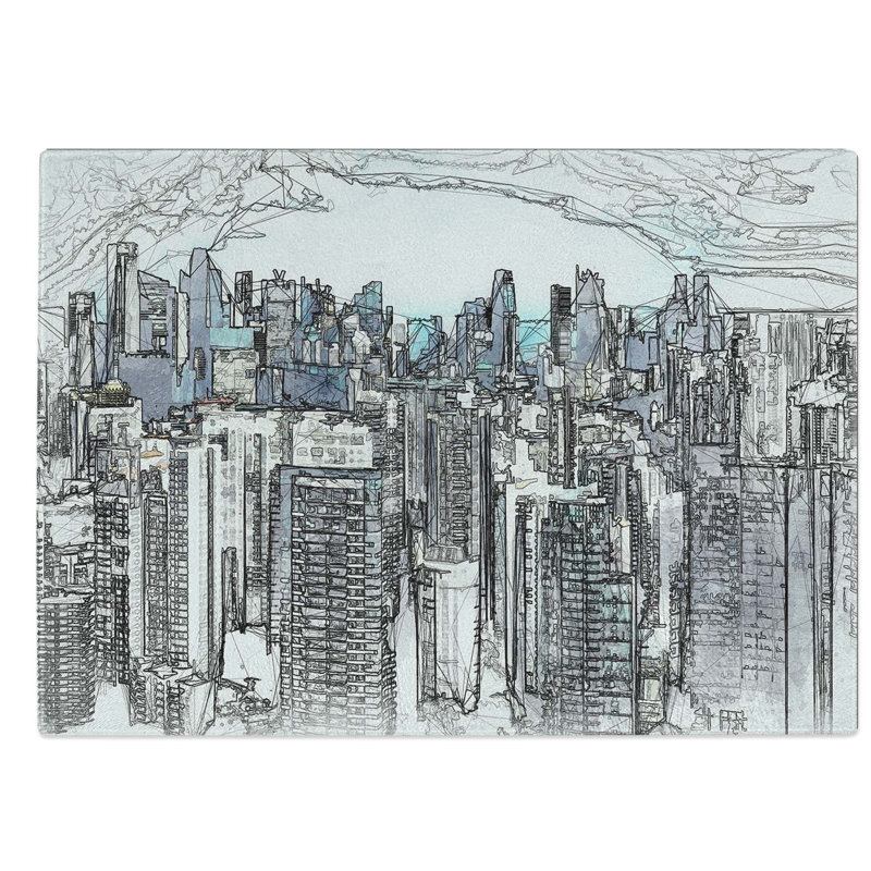 Tempered Glass Singapore Skyline Chopping Board, 28.5 cm W x 20 cm L