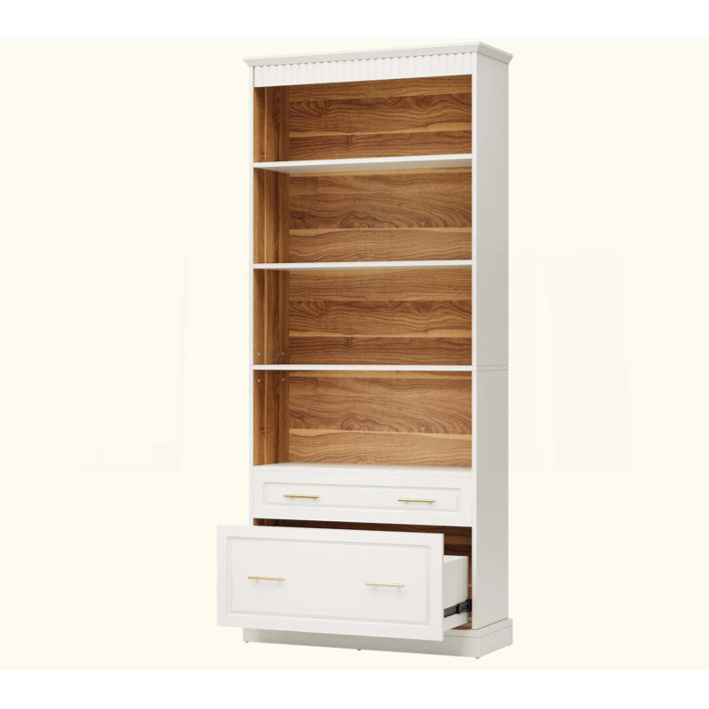 5-Tier Bookcase With 2 Drawers Storage Organizer For Living Room, Office, Bedroom