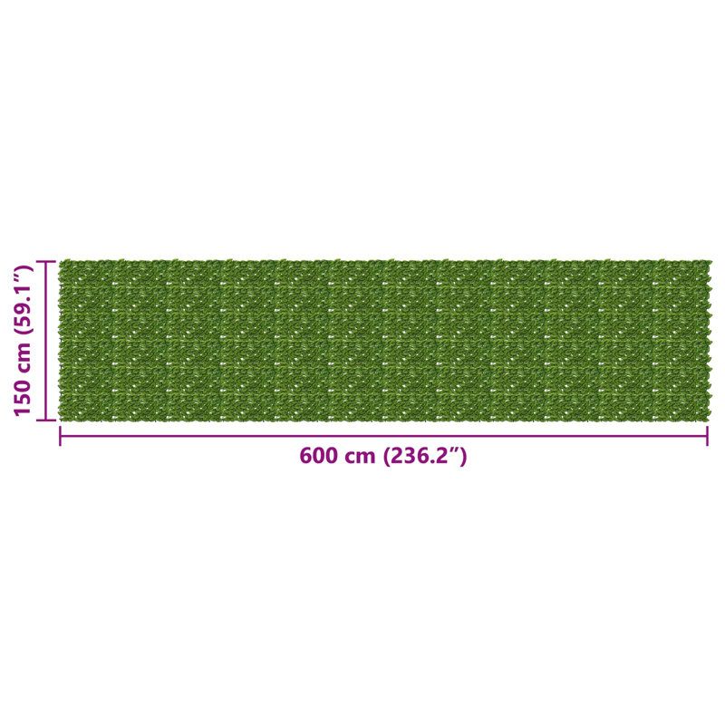 Vidaxl Balcony Screen With Leaves Garden Sunshade Dark Green/Green Multi Sizes, 600cm W x 150cm D
