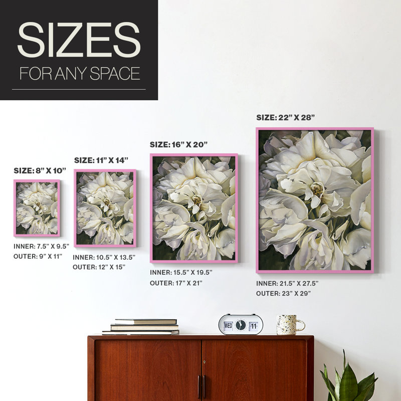 FOR FOR ROSES, reproduction encadrée - bois massif, Rose, H 10 po x l 8 po