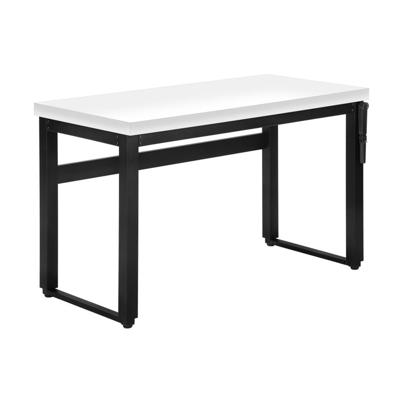 Bureau d'ordinateur, bureau personnel, debout, réglable, L 48 po, travail, ordinateur portable, stratifié blanc, métal noir, contemporain, moderne