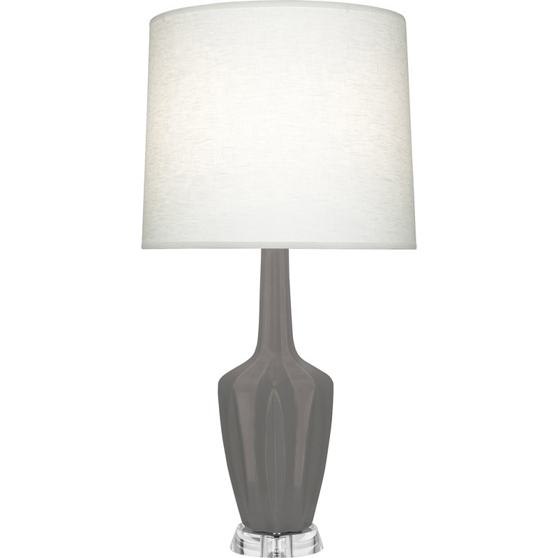 Petite lampe d'appoint Emma, H 34,25 po x l 7,38 po x P 15 po, Taupe fumé mat, Céramique / acrylique