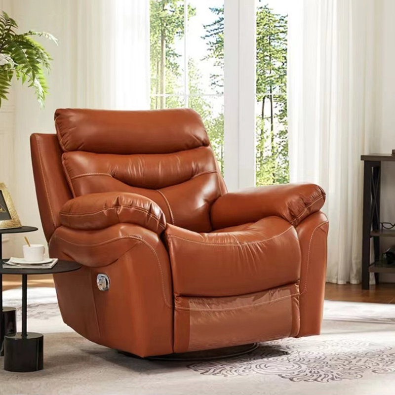 Quality fashion sofa swivel lazy home recliner, Brown Leather Match