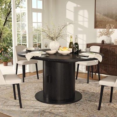Space-Saving Extendable Oval Dining Table with Storage