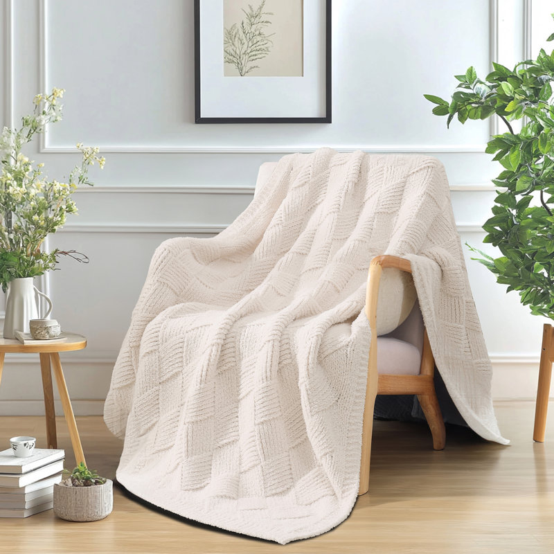 Jeté - motif à double tissage, Cream