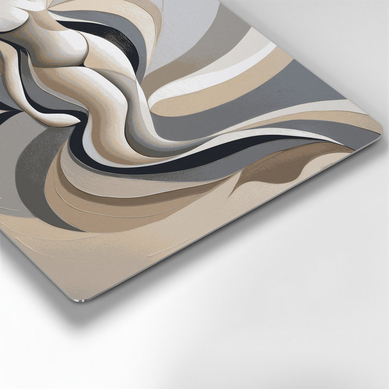 Abstrait figuratif 29, art mural en métal beige, H 20 po x l 30 po