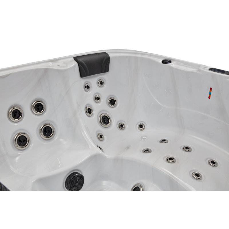 Gray and White 5-Person Luxury Hot Tub with Jets and Ozonator