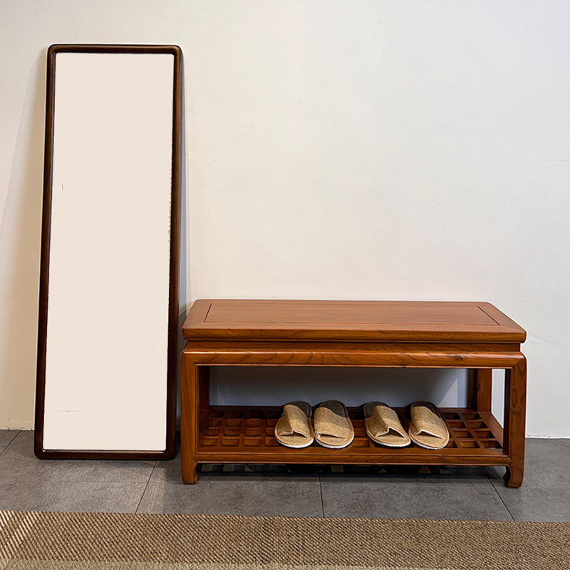 Banc de rangement pour chaussures en bois massif 4 paires, Brun
