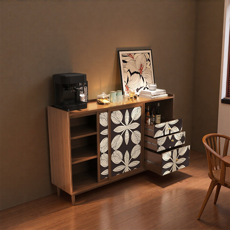 Armoire de rangement en noyer avec tiroirs