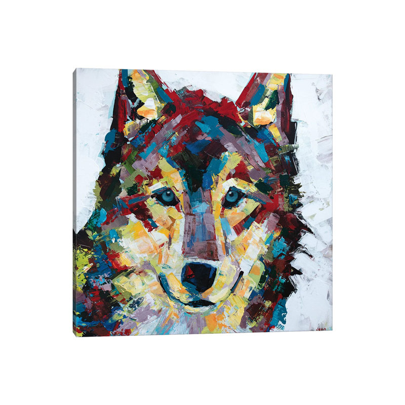 Wolf - Whit by Jennifer Seeley - Wrapped Canvas Painting, 45.72cm H x 45.72cm W 1.91cm D
