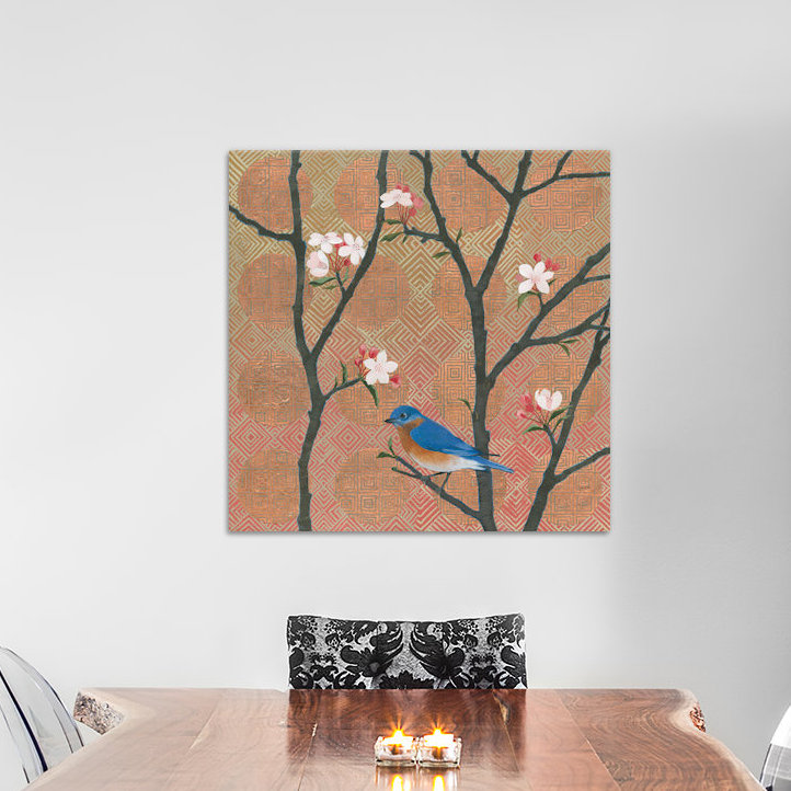 « cerise fleurs i », impression sur toile tendue, H 12 po x l 12 po x P 0,75 po, Toile tendue, Pas de tapis