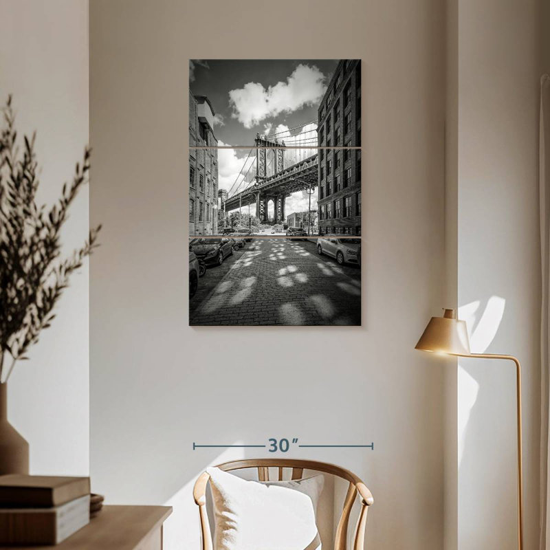 Lilie Manhattan Bridge Monochrome, 57" H x 36" W
