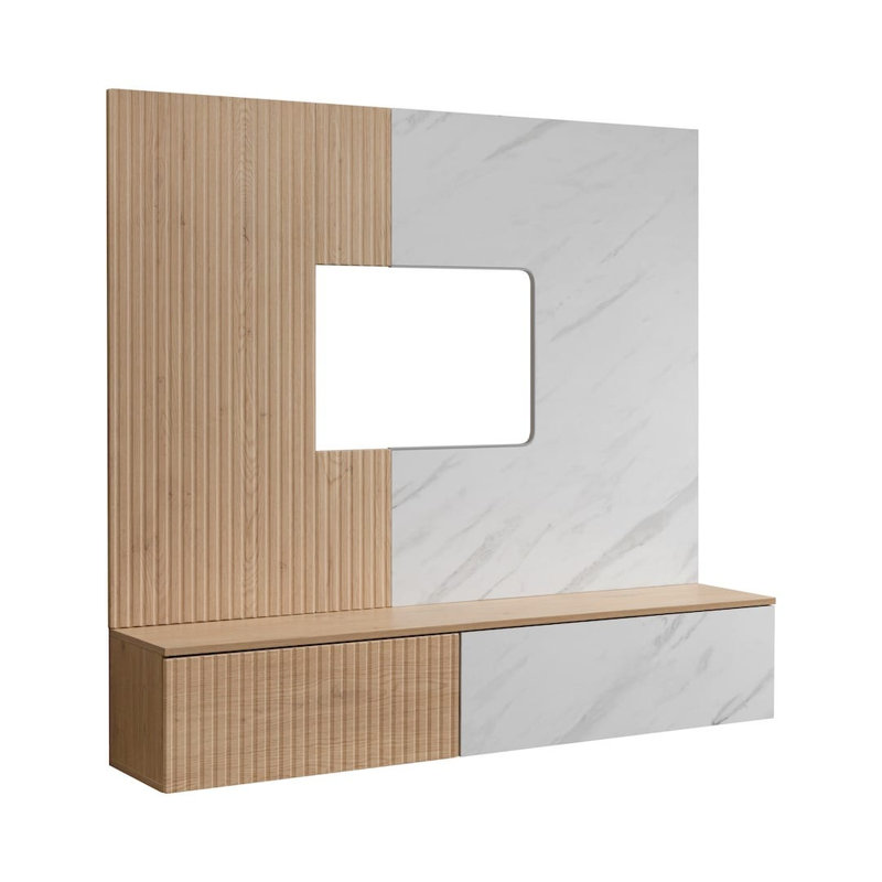 Unfinished with Fireplace Included, White Marble/Oak Cremona