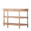 Console en bois fabriquée à la main avec garniture tissée à la main, tablettes de rangement à 3 niveaux, table d'entrée ovale avec pieds sculptés, table d'appoint rustique Coastal Farmhouse, table de canapé d'entrée de 49 po