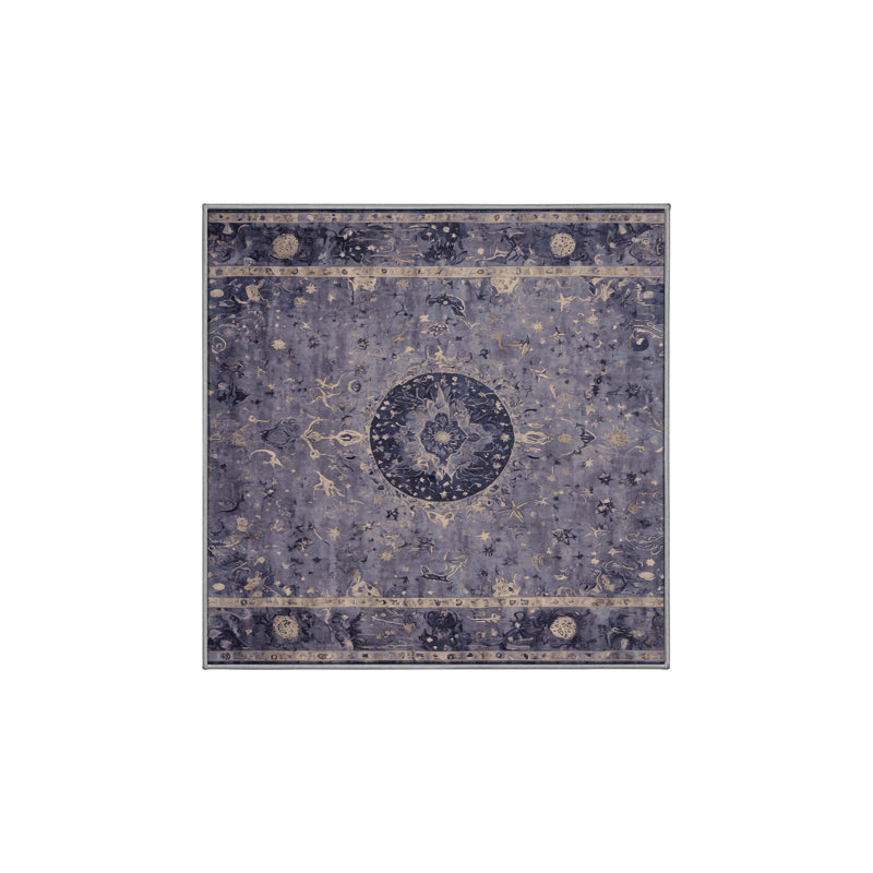 Machine Washable Purple Area Rug, Square 7'