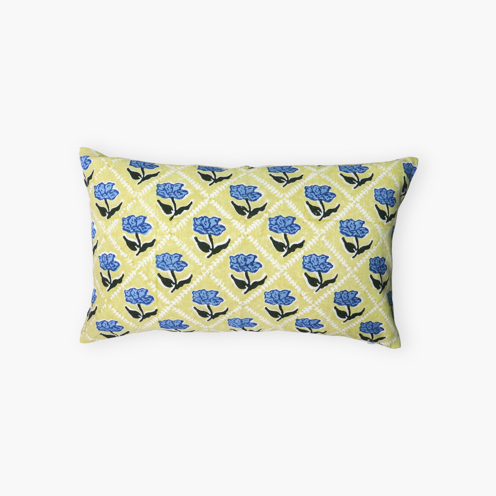 20" x 20" Linen Pillow Cover, Rectangle 12"H x 20"W, Yellow/Blue Floral