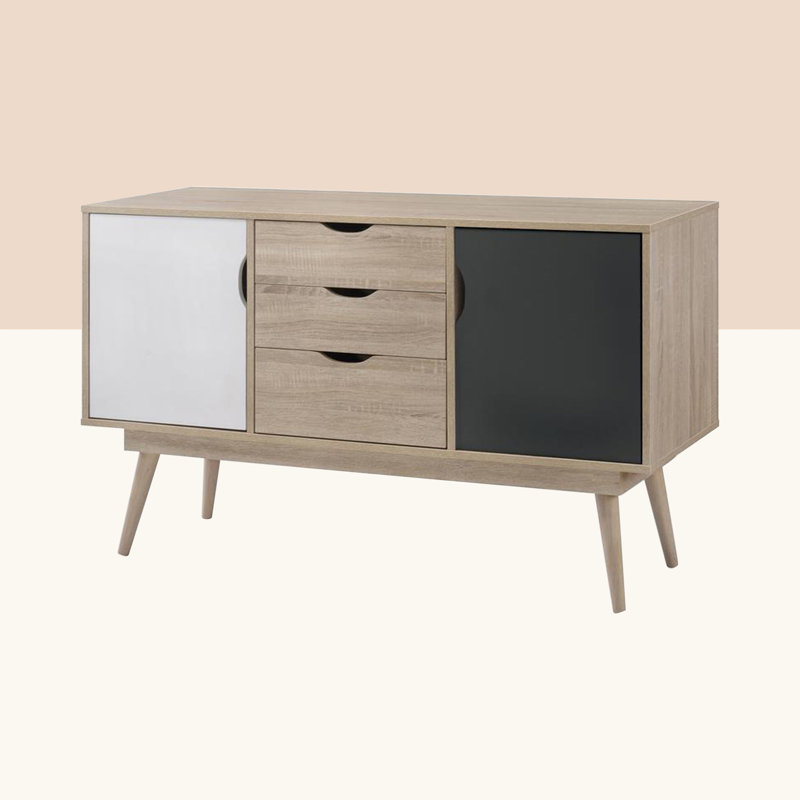 Caroline 125cm Sideboard, Sonoma Oak/White/Grey