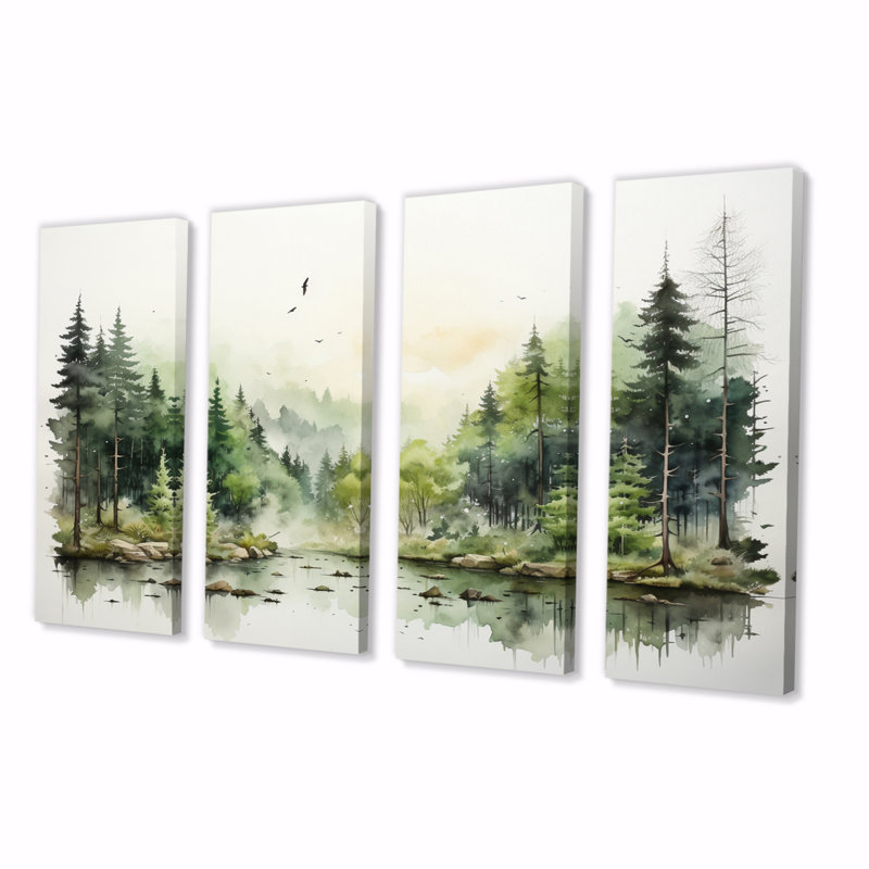 Loon Peak® Tranquil Forest Oasis I On Canvas 4 Pieces Print | Wayfair
