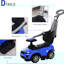 Blue Push Car Stroller With Extra Storage Compartment And Music Feature 1-3 Years Ride On Adjustable Steering