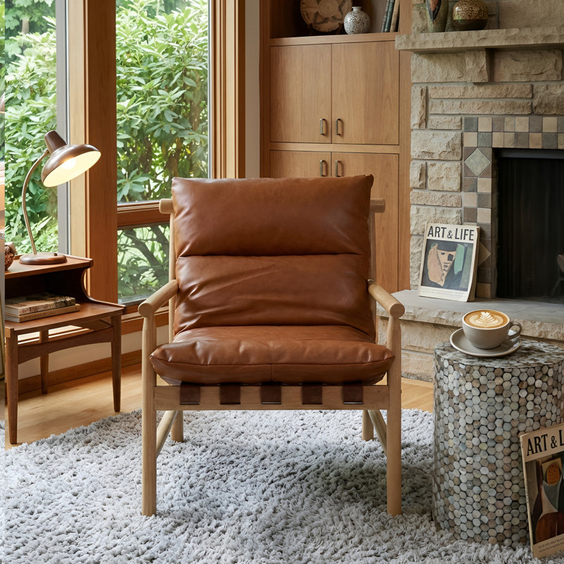 Fauteuil en cuir Fiona Vegan, Brun, Similicuir brun