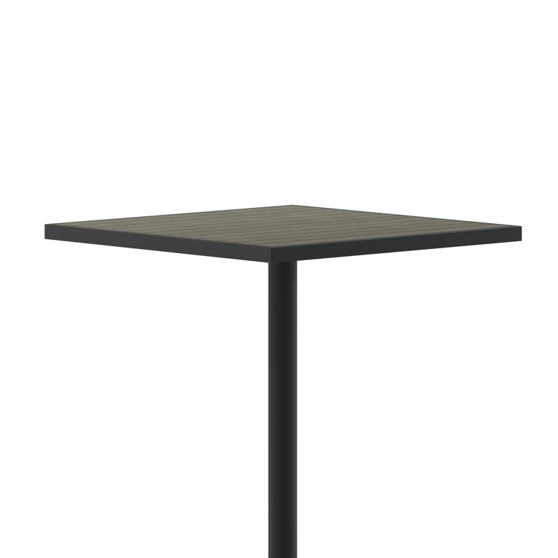 Lark Commercial Grade 32" Square Outdoor Bar Height Table with Poly Resin Slats, Gray Wash
